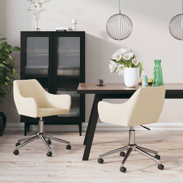 vidaXL Esszimmerst&uuml;hle 2 Stk. Drehbar Creme Stoff