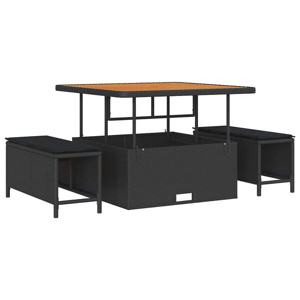 vidaXL Gartensofa-set mit Kissen 12 pcs Schwarz Poly-Rattan