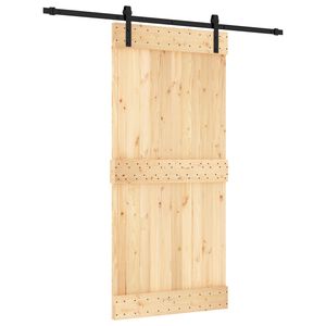 vidaXL Schiebet&uuml;r Nat&uuml;rlich und Schwarz 95 x 210 cm Massivkiefer