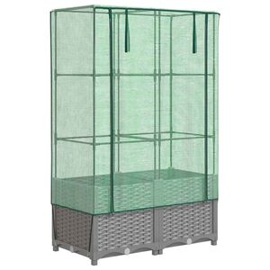 vidaXL Gartenplanter mit Gew&auml;chshausabdeckung und R&auml;dern 2 stk. PP