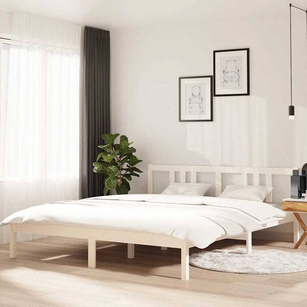 vidaXL Massivholzbett Wei&szlig; 160x200 cm
