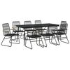 vidaXL 9-tlg. Garten-Essgruppe Schwarz PVC Rattan