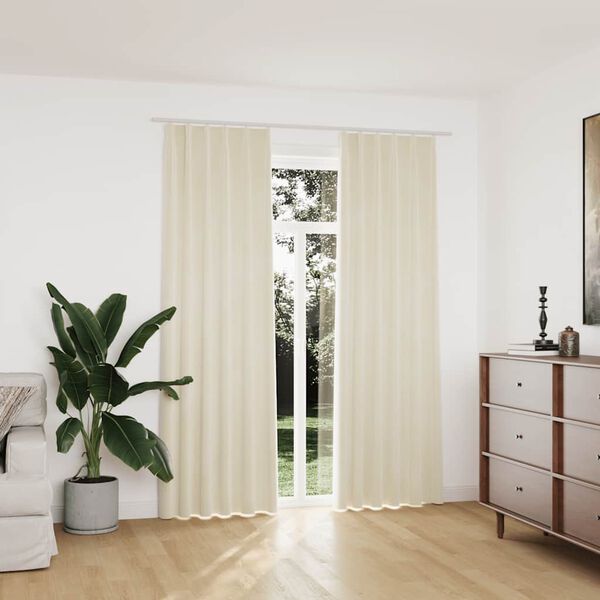 vidaXL Verdunkelungsvorh&auml;nge mit Haken 2 Stk. Samt Creme 140x225cm