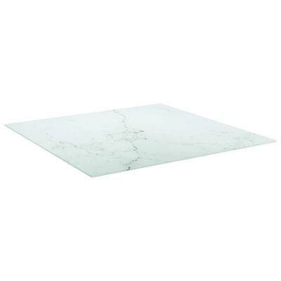 vidaXL Tischplatte Weiß 80x80 cm 6 mm Hartglas in Marmoroptik