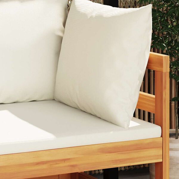 vidaXL Ecksofa mit Cremewei&szlig;en Kissen Massivholz Akazie