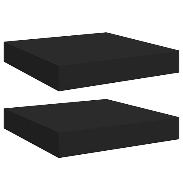 vidaXL Schweberegale 2 Stk. Schwarz 23x23,5x3,8 cm MDF