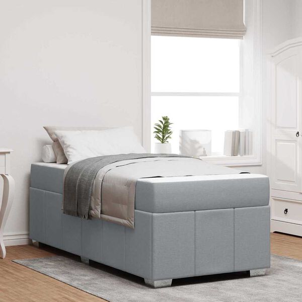 vidaXL Bettrahmen mit Matratze Hellgrau 80 x 200 cm Stoff