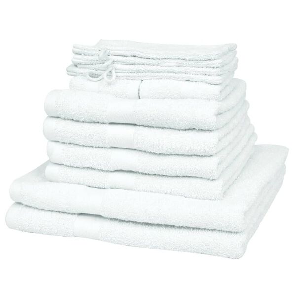 vidaXL 12-tlg. Heim-Handtuch-Set Baumwolle 500 g/m&sup2; Wei&szlig;