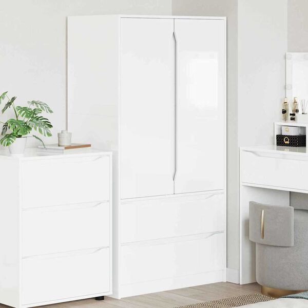 vidaXL Badezimmerschrank mit T&uuml;r Hochglanz Wei&szlig; 79,5 x 49 x 156 cm