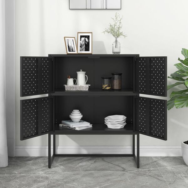 vidaXL Highboard Schwarz 80x35x100 cm Stahl