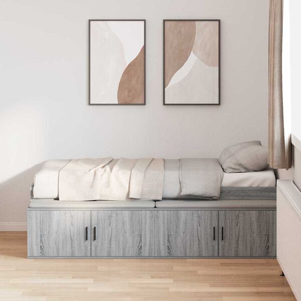 vidaXL Bettrahmen Graues Sonoma 100 x 200 cm Holzwerkstoff