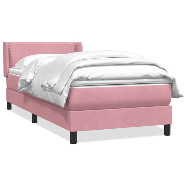 vidaXL Boxspringbett mit Matratze Rosa 90x210 cm Samt