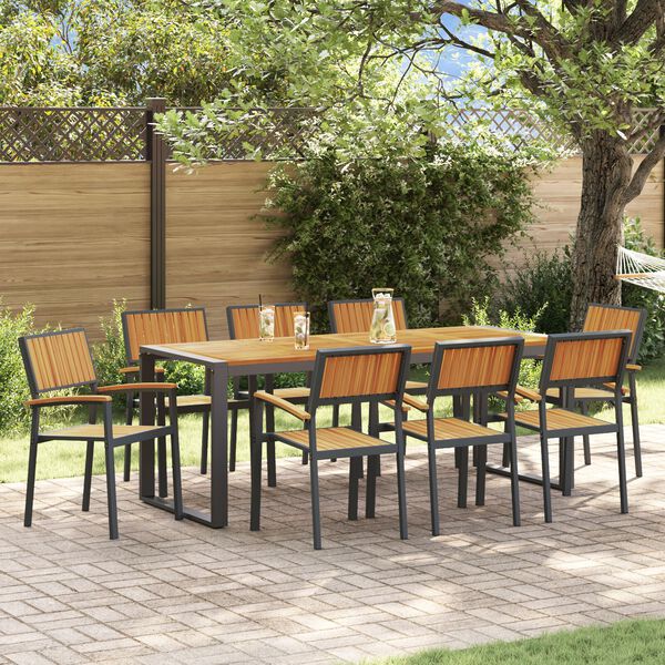vidaXL Garten Essgruppe 9 pcs Schwarz und Braun