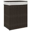 vidaXL W&auml;schekorb mit Deckel Dunkelbraun 46x33x60 cm Poly Rattan