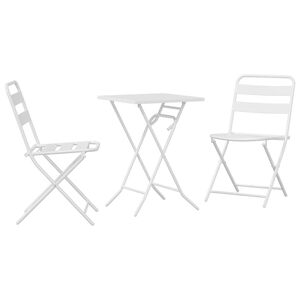 vidaXL Garten Bistro Set 3 stk. Wei&szlig; Stahl