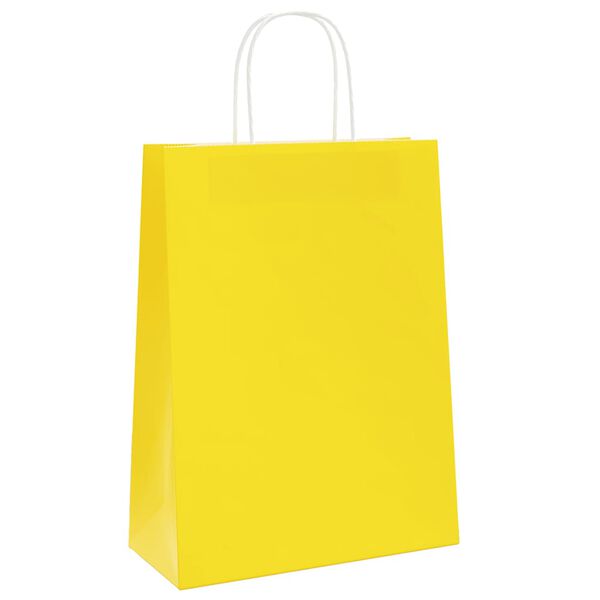 vidaXL Papiertragetaschen 250 Stk. mit Henkeln Gelb 26x12x35 cm