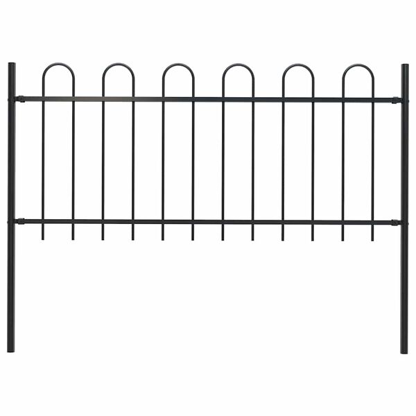 vidaXL Gartenzaun mit Rundbogen Stahl 181 x 100 cm Schwarz