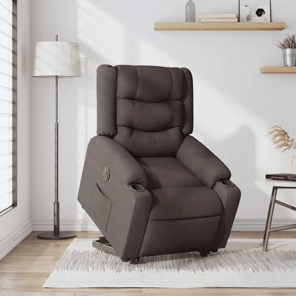 vidaXL Relaxsessel mit Aufstehhilfe Elektrisch Dunkelbraun Stoff