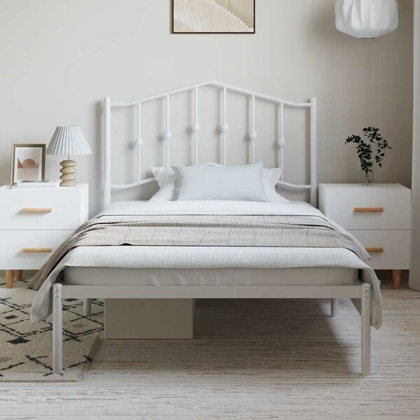 vidaXL Bettgestell mit Kopfteil Metall Wei&szlig; 100x190 cm