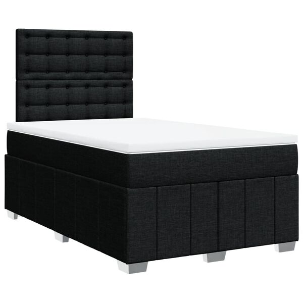 vidaXL Boxspringbett mit Matratze Schwarz 120x190 cm Stoff
