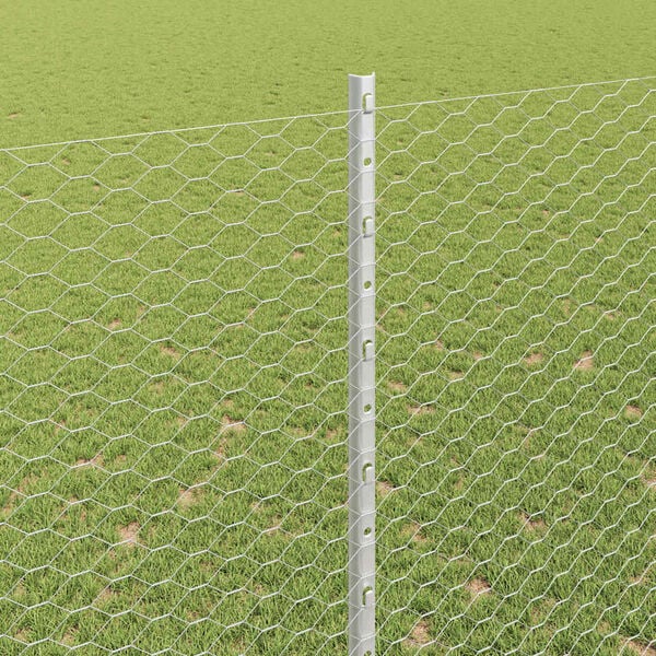 vidaXL Zaun mit Pfosten Silber 1,5 x 25 m Stahl