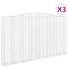 vidaXL Gabionen mit Hochbogen 3 Stk. 400x30x220/240cm Verzinktes Eisen