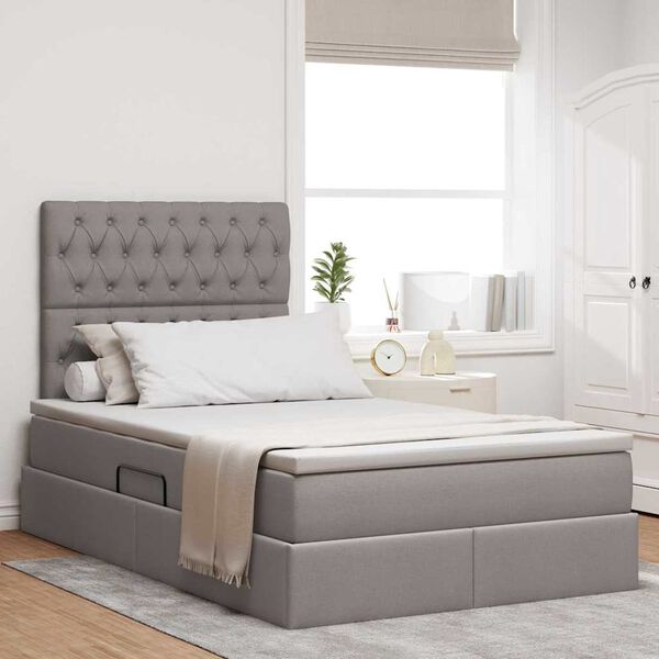 vidaXL Bett mit Stauraum und LED mit LED Taupe 120 x 200 cm Polyester