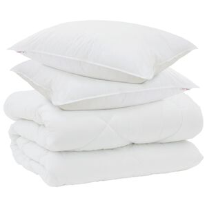 vidaXL Winterbettdecke mit Kissen 3 pcs Wei&szlig; Mikrofaser