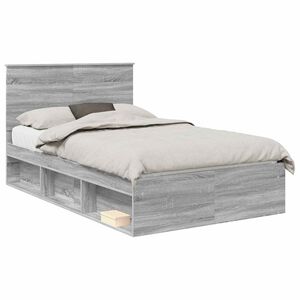 vidaXL Bettrahmen Uni Sonoma-Grau 120 x 190 cm Massives Kiefernholz