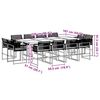 vidaXL 13-tlg. Garten-Essgruppe mit Kissen Schwarz Poly Rattan