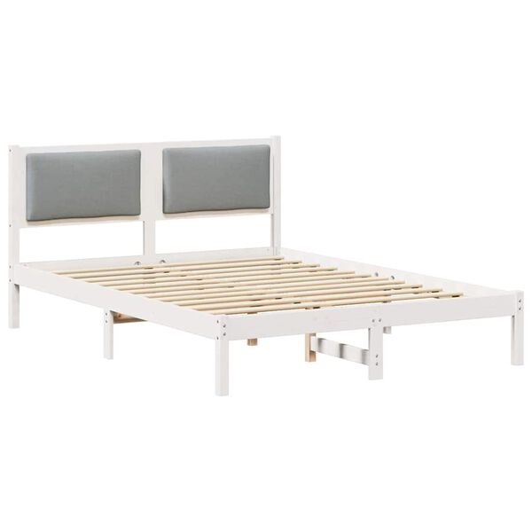 vidaXL Bettrahmen Hellgrau 135 x 190 cm Massives Kiefernholz