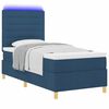 vidaXL LED Boxspringbett mit Matratze Blau 90 x 190 cm Stoff