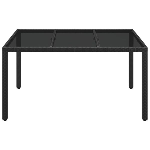 vidaXL Gartentisch mit Glasplatte Schwarz 150x90x75 cm Poly Rattan