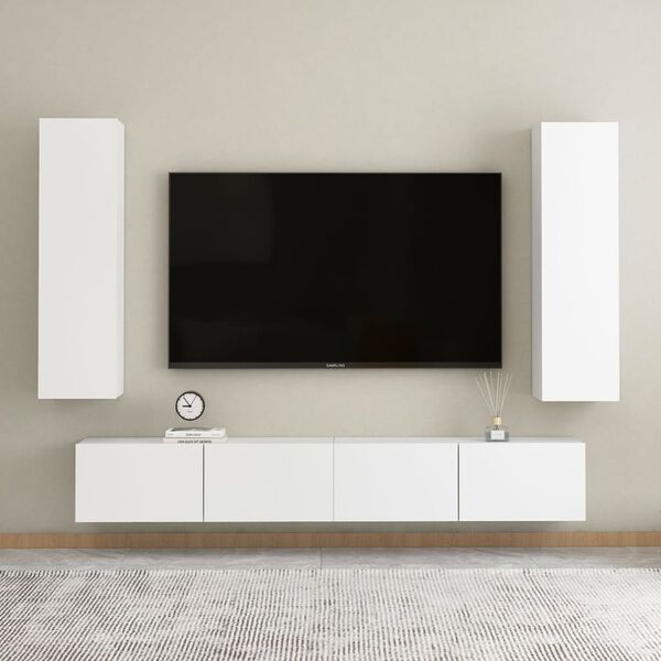 vidaXL 4-tlg. TV-Schrank-Set Wei&szlig; Holzwerkstoff