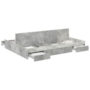 vidaXL Aufbewahrungsbettgestell Beton Grau 135 x 190 cm Holzwerkstoff