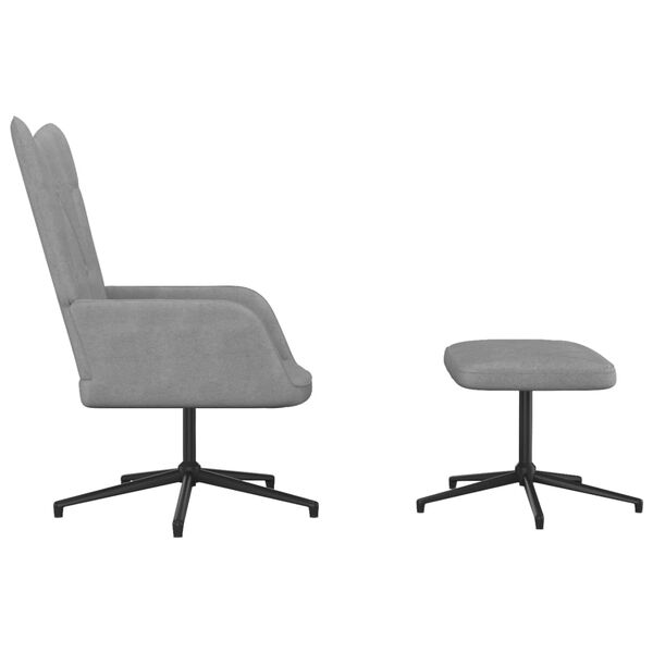 vidaXL Relaxsessel mit Hocker Hellgrau Stoff