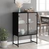 vidaXL Beistellschrank mit Glast&uuml;ren Schwarz 69x37x100 cm