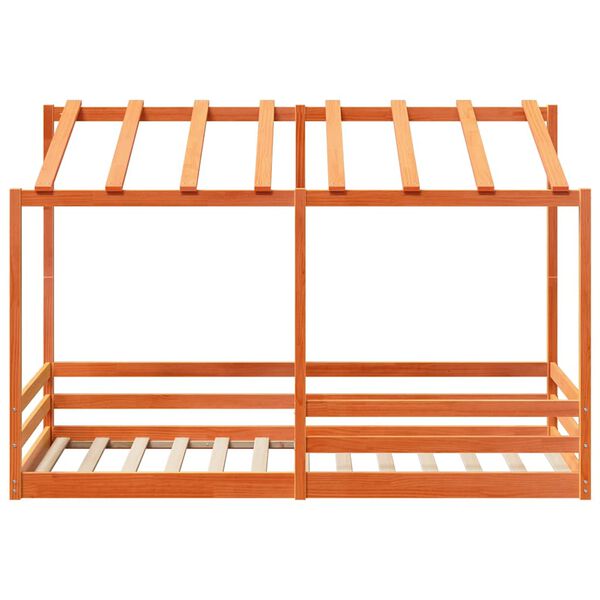 vidaXL Kinderbett mit Dach Wachsbraun 100x200 cm Massivholz Kiefer