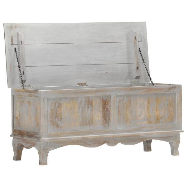 vidaXL Aufbewahrungstruhe Grau 100 x 38 x 45 cm Massivholz Mango