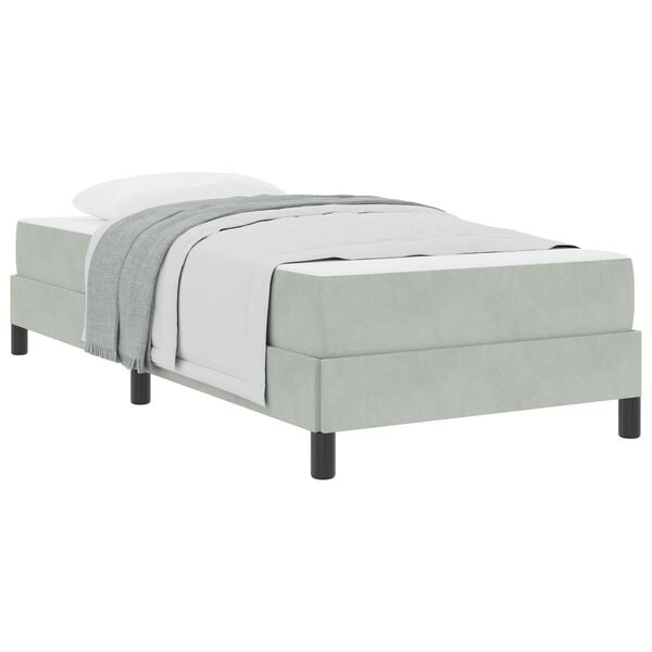 vidaXL Boxspringbett mit Matratze Hellgrau 100 x 210 cm Stoff