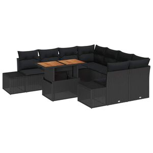 vidaXL Gartensofa-set 9 Stk. Schwarz und Braun