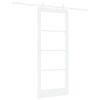 vidaXL Schiebet&uuml;r 83 x 202 cm Massivholz Kiefer und Glas Wei&szlig;