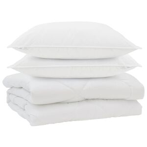 vidaXL Bettdecke mit Kissen 3 pcs Wei&szlig; Mikrofaser