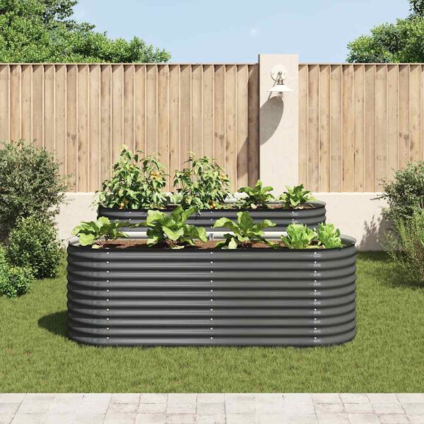 vidaXL Garten-Hochbeet 240 x 80 x 81 cm Verzinkter Stahl Grau