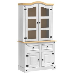 vidaXL Sideboard CORONA Wei&szlig; 100 x 48,5 x 179 cm Massives Kiefernholz