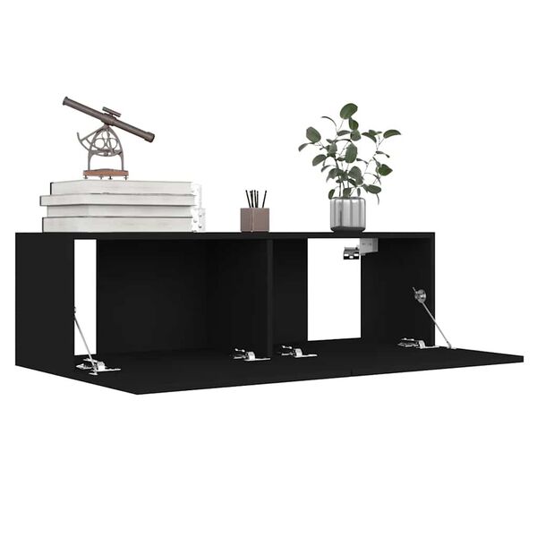 vidaXL 4-tlg. TV-Schrank-Set Schwarz Holzwerkstoff