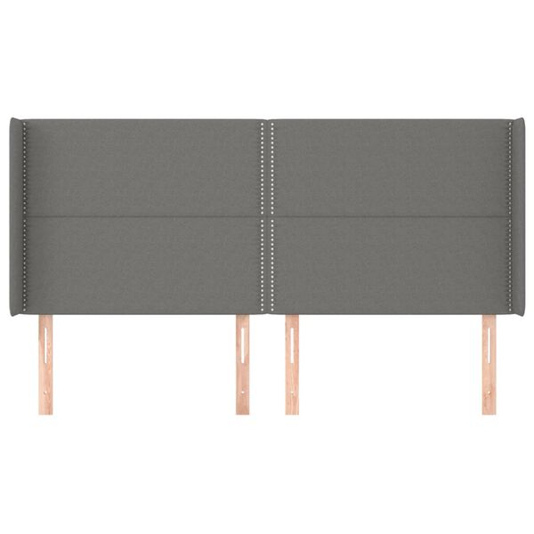 vidaXL Kopfteil mit Ohren Dunkelgrau 203x16x118/128 cm Stoff