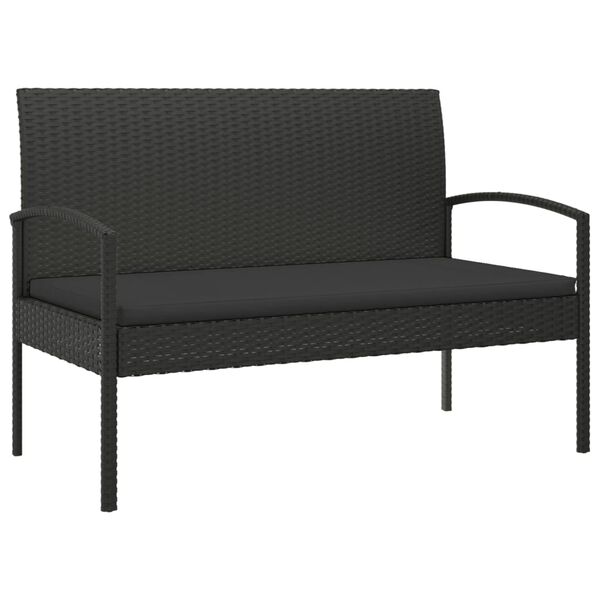 vidaXL Gartenbank mit Kissen Schwarz 105 cm Poly Rattan
