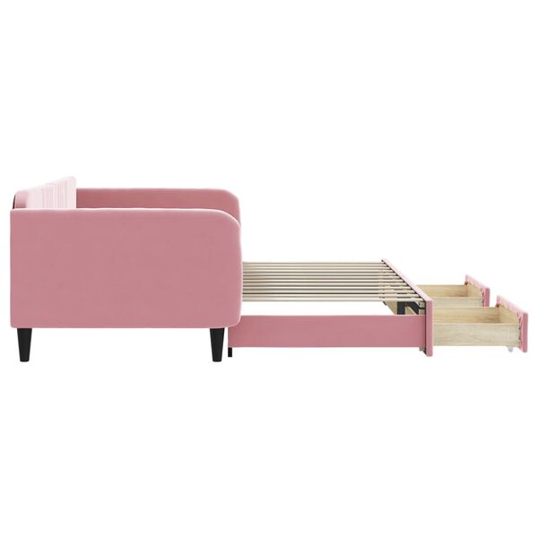 vidaXL Tagesbett Ausziehbar mit Schubladen Rosa 100x200 cm Samt