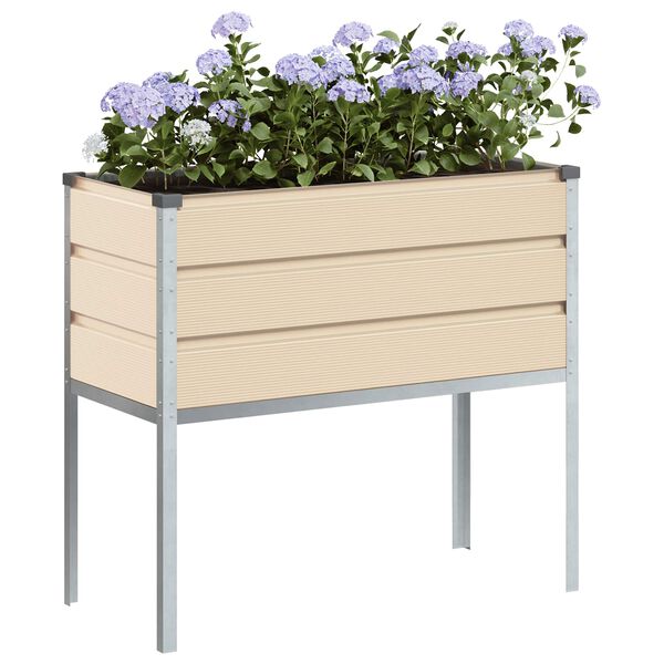 vidaXL Pflanzk&uuml;bel Elfenbein 100 x 45 x 90 cm Verzinkter Stahl